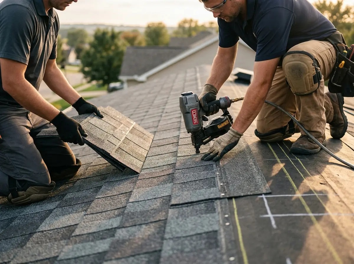 Professional roofer working on a residential roof in Imperial Beach